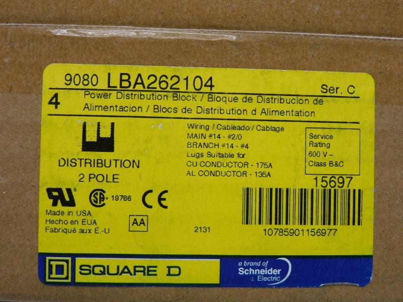 SQUARE D 9080LBA262104 SER. C 600V 175A (PKG OF 4) NSFS