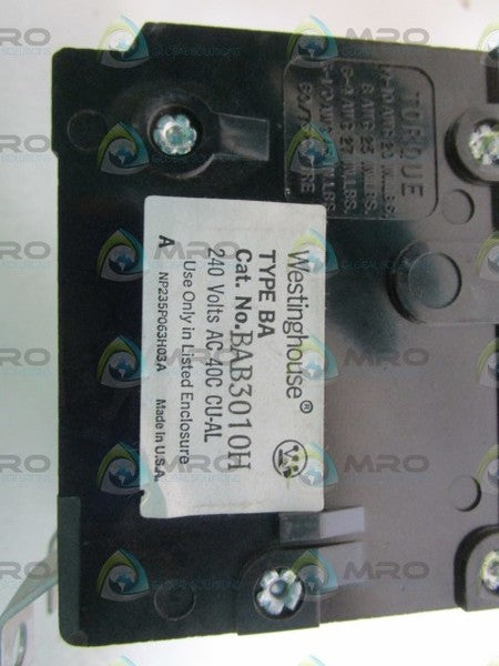 WESTINGHOUSE CIRCUIT BREAKER BAB3010H UNMP