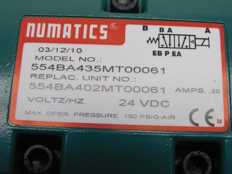 NUMATICS 554BA435MT00061 24VDC .20A 150PSI NSNP