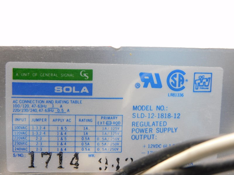 SOLA SLD-12-1818-12 100-240VAC 1.8A NSNP