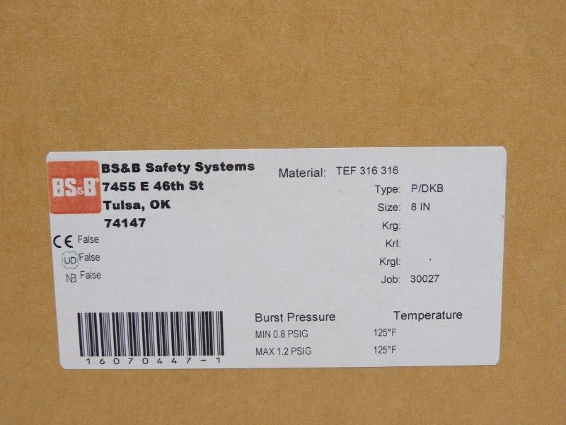 BS&B P/DKB 1.2PSI 8" NSMP