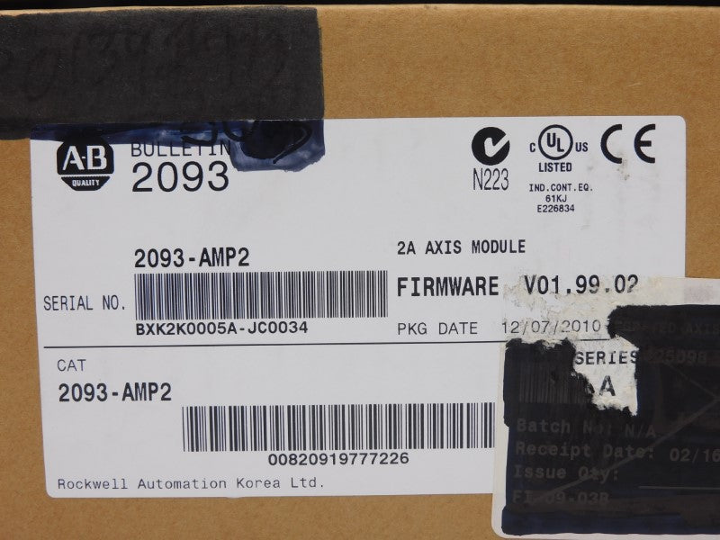 ALLEN BRADLEY 2093-AMP2 SER. A F/W V01.99.02 2A DATE: 2010 NSFS