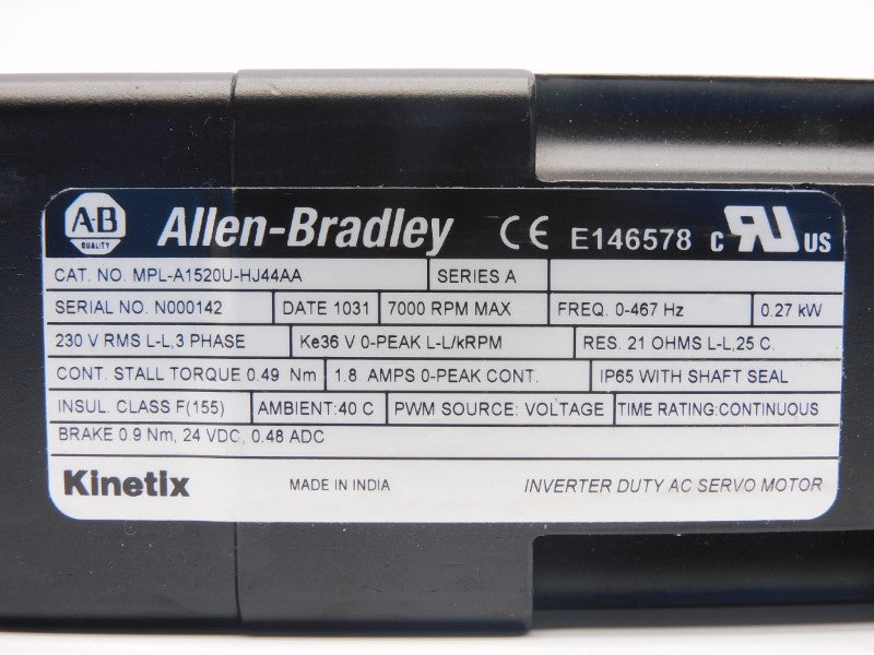 ALLEN BRADLEY MPL-A1520U-HJ44AA SER. A 230V 1.8A NSMP