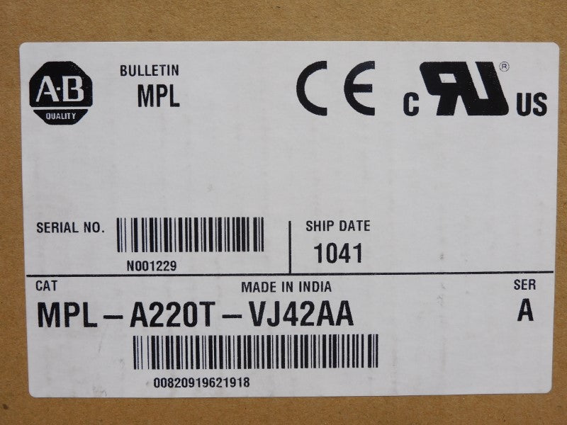 ALLEN BRADLEY MPL-A220T-VJ42AA SER. A 230V 4.54A NSMP