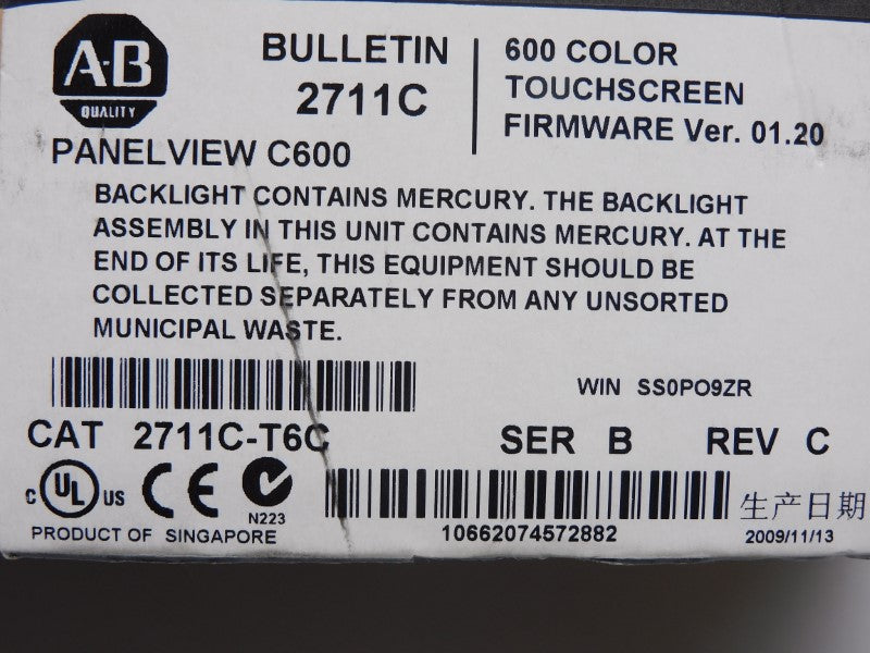 ALLEN BRADLEY 2711-T6C SER. B F/W V.01.20 24VDC NSMP