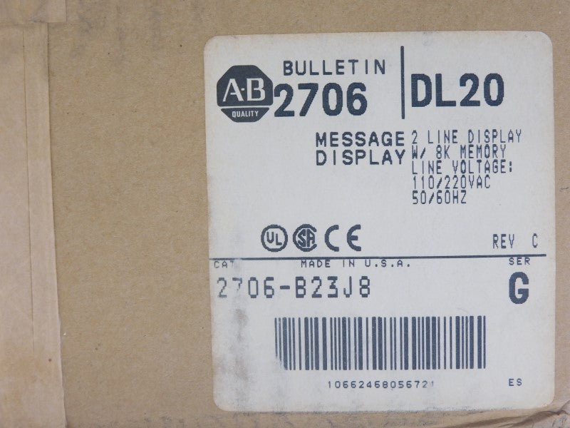 ALLEN BRADLEY 2706-B23J8 SER. G F/W 3.02 110/120VAC 0.24-0.11A NSMP