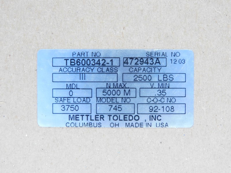 METTLER TOLEDO TB600342-1 NSMP