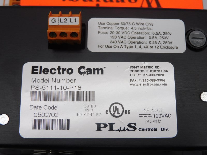 ELECTRO CAM PS-5111-10-P16 240VAC .5A NSMP
