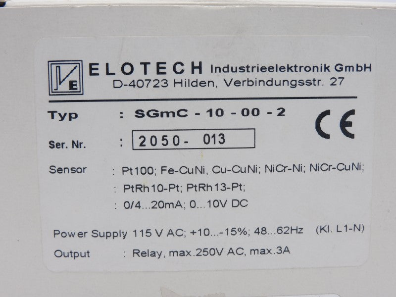 ELOTECH SGMC-10-00-2 250VAC 3A NSMP