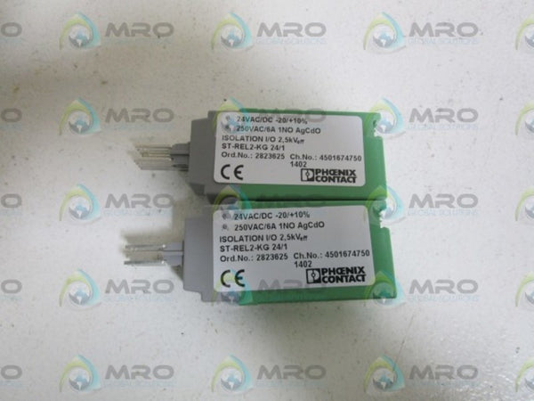 LOT OF 2 PHOENIX CONTACT RELAY CONNECTOR  MODULE ST-REL2-KG 24/1 NSMP