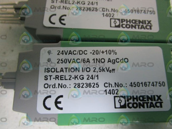 LOT OF 2 PHOENIX CONTACT RELAY CONNECTOR  MODULE ST-REL2-KG 24/1 NSMP
