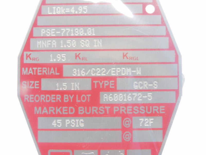 BS&B GCR-S 45PSI 1.5" NSNP