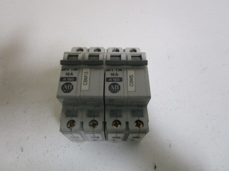 LOT OF 2 ALLEN BRADLEY 1492-CB2H160 SER. B CIRCUIT BREAKER 16A UNMP