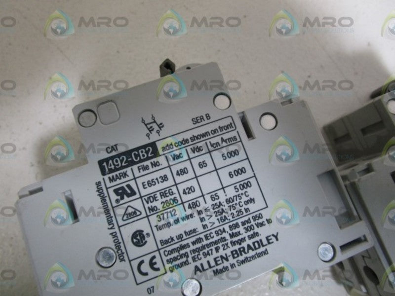 LOT OF 2 ALLEN BRADLEY 1492-CB2H160 SER. B CIRCUIT BREAKER 16A UNMP