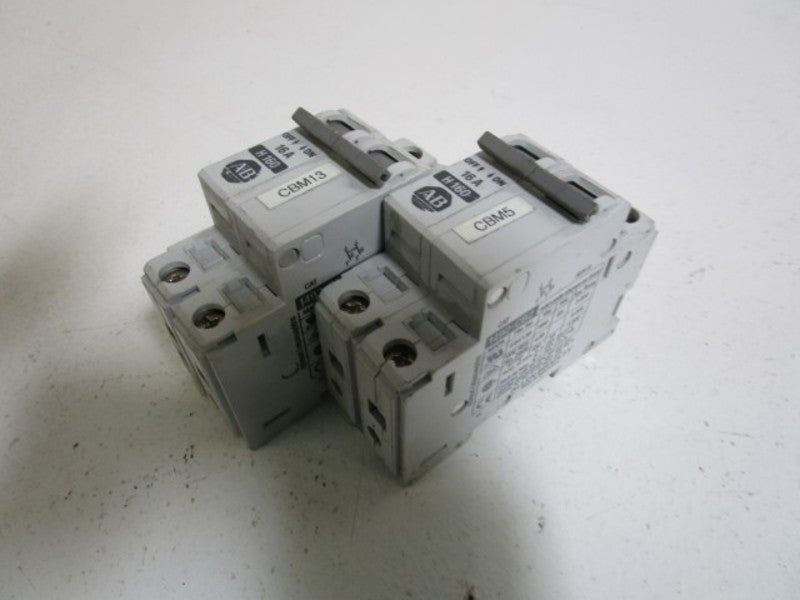 LOT OF 2 ALLEN BRADLEY 1492-CB2H160 SER. B CIRCUIT BREAKER 16A UNMP