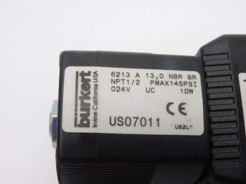 BURKERT 6213A13.0NBRBRNPT-1/2" US07011 24V 145PSI NSNP