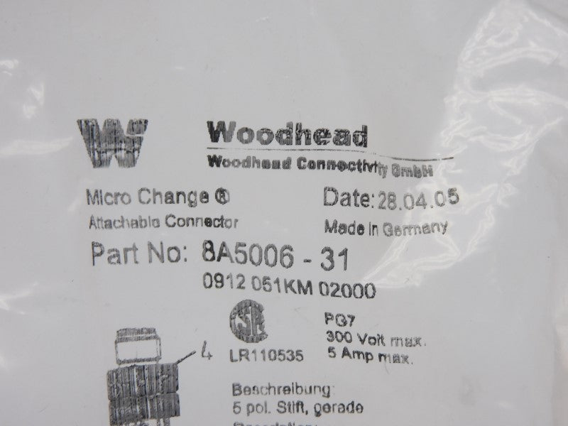 DANIEL WOODHEAD 8A5006-37 0912051KM02000 300V 5A NSMP
