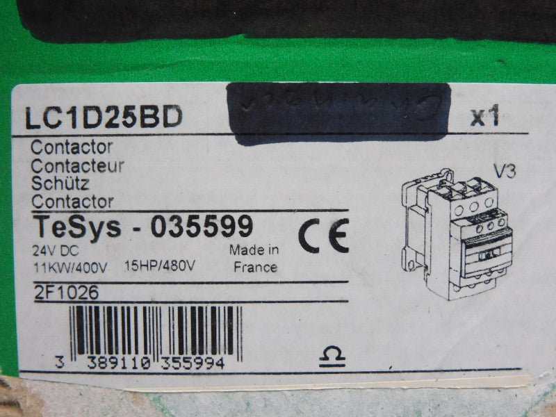 SCHNEIDER ELECTRIC LC1D25BD 24VDC 40A NSMP