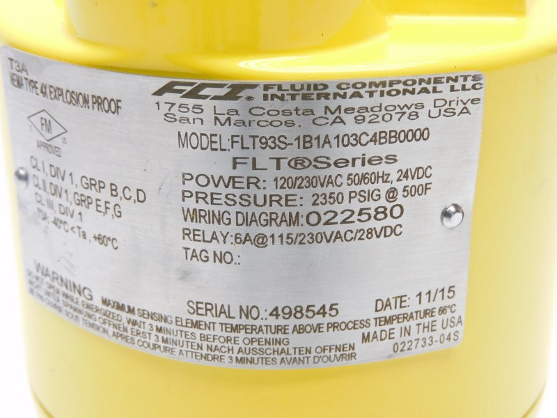 FCI FLT93S-1B1A103C4BB0000 120/230VAC 6A 2350PSI NSNP