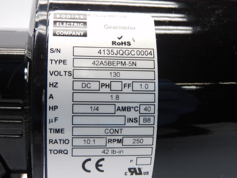 BODINE ELECTRIC 42A5BEPM-5N 130V 1.8A 10:1 NSMP