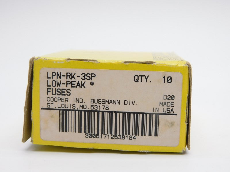 BUSSMANN LPN-RK-3SP 250VAC 3A (PKG OF 10) (BR/YL) NSMP