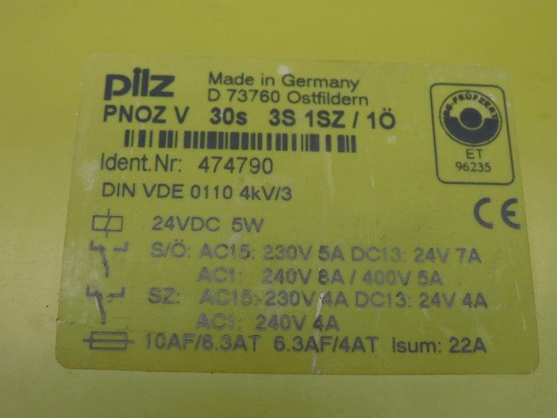 PILZ PNOZV30S3S1SZ/1O 474790 24VDC 7A NSNP