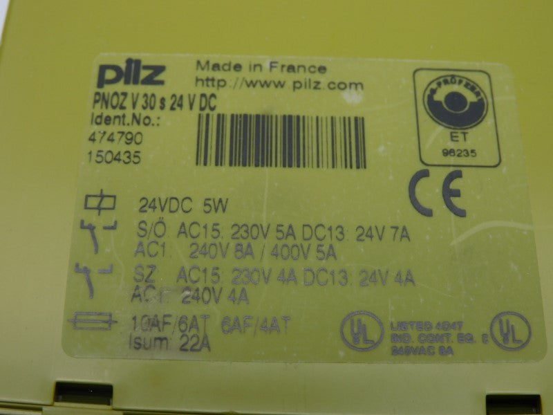 PILZ PNOZV30S24VDC 474790 24VDC 8A NSMP