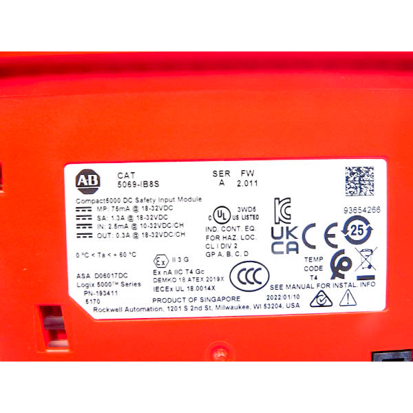ALLEN BRADLEY 5069-IB8S SER. A F/W 2.011 10-32VDC 1.3A NSNP
