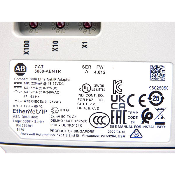 ALLEN BRADLEY 5069-AENTR SER. A F/W 4.012 0-240VAC NSNP