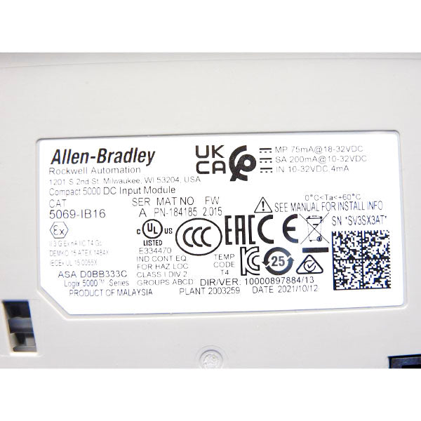 ALLEN BRADLEY 5069-IB16 SER. A F/W 2.015 10-32VDC NSNP