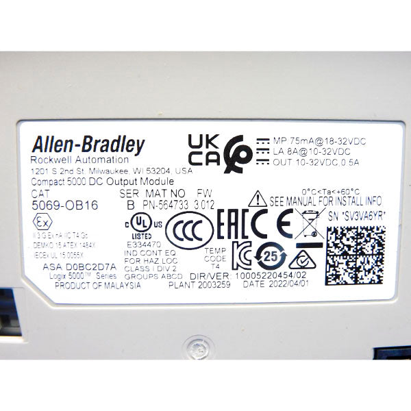 ALLEN BRADLEY 5069-OB16 SER. B F/W 3.012 10-32VDC 8A NSNP