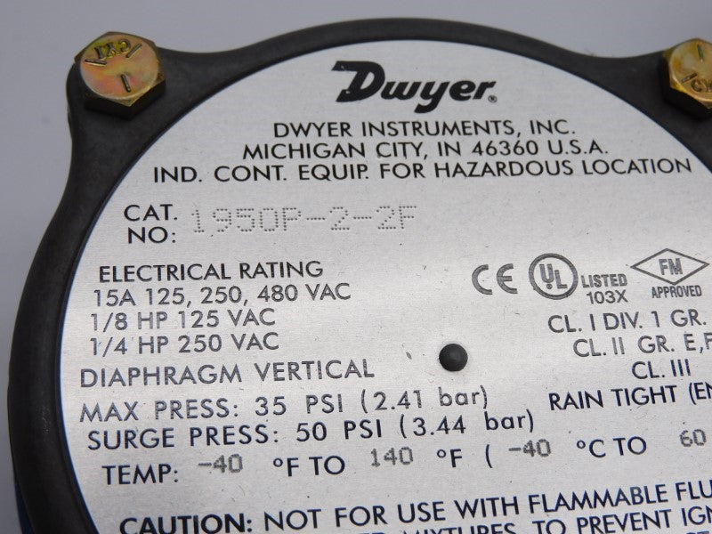 DWYER 1950P-2-2F 480VAC 15A 35PSI NSNP