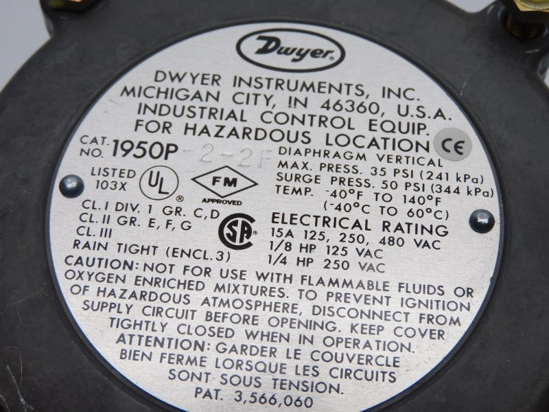 DWYER 1950P-2-2F 480VAC 15A 35PSI UNMP