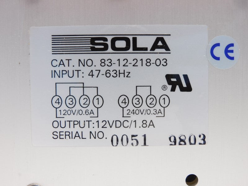 SOLA 83-12-218-03 120/240VAC 1.8A NSMP