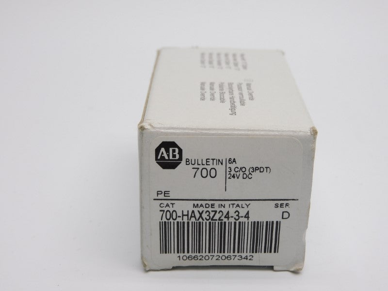 ALLEN BRADLEY 700-HAX3Z24-3-4 SER. D 24VDC 6A (WH) NSMP