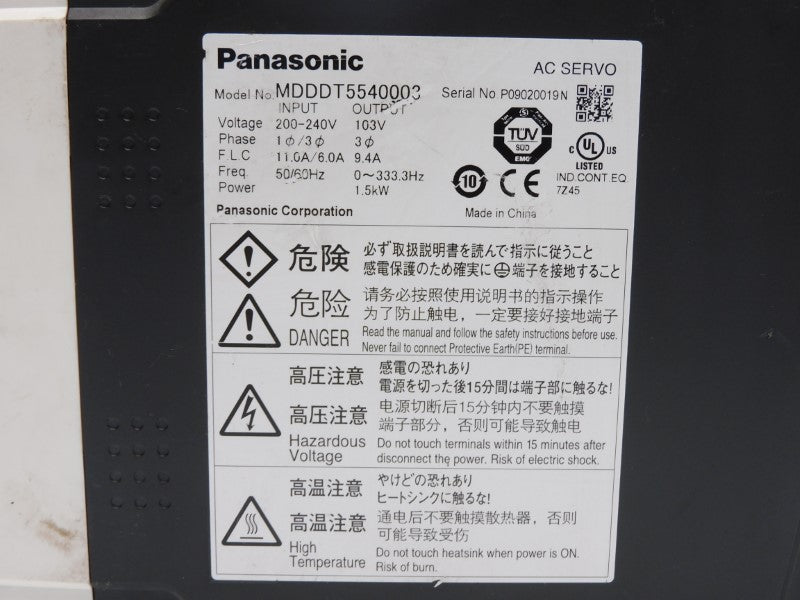 PANASONIC MDDDT5540003 200-240V 11.0A UNMP