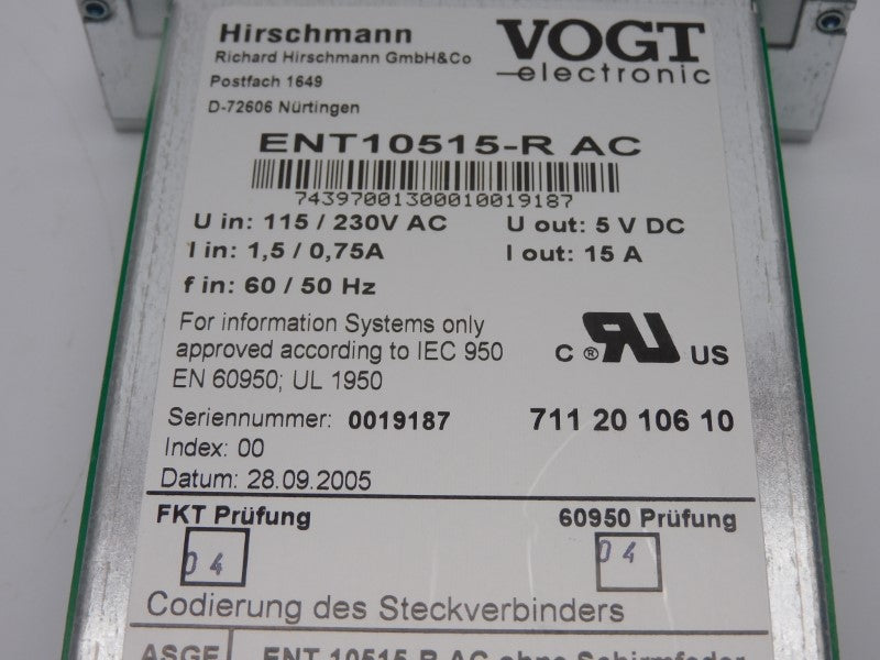 HIRSCHMANN ENT10515-RAC 115/230VAC 15A NSMP
