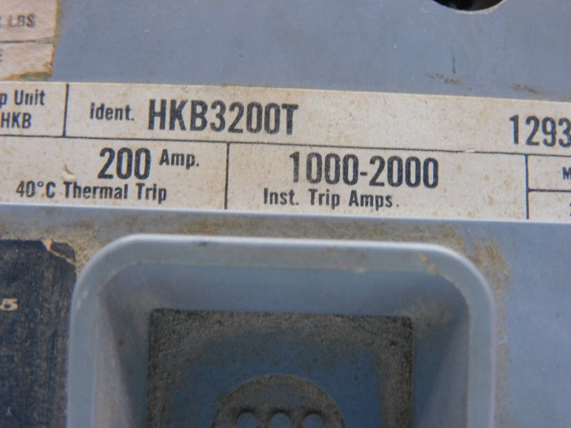WESTINGHOUSE HKB3200 600VAC 200A (AS PICTURED) UNMP
