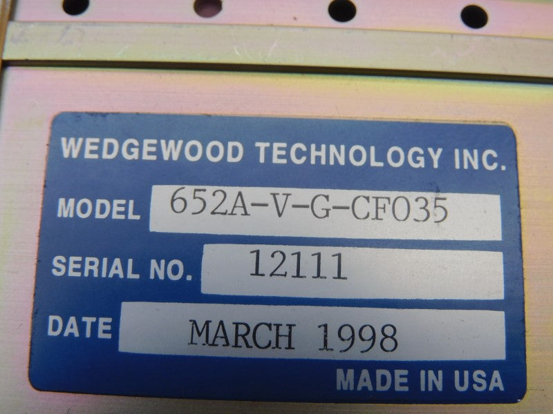 WEDGEWOOD TECHNOLOGY 652A-V-G-CF035 115VAC (AS PICTURED) UNMP