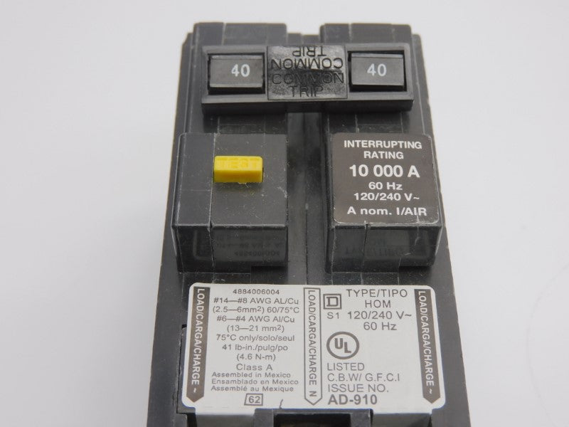 SQUARE D HOM240GFI 120/240V 40A UNMP