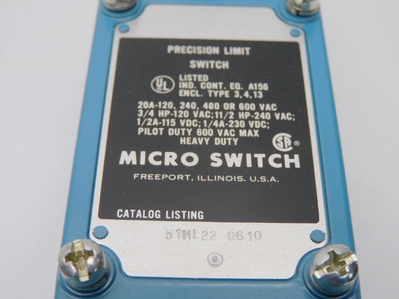 MICRO SWITCH 51ML22 600VAC 20A NSMP