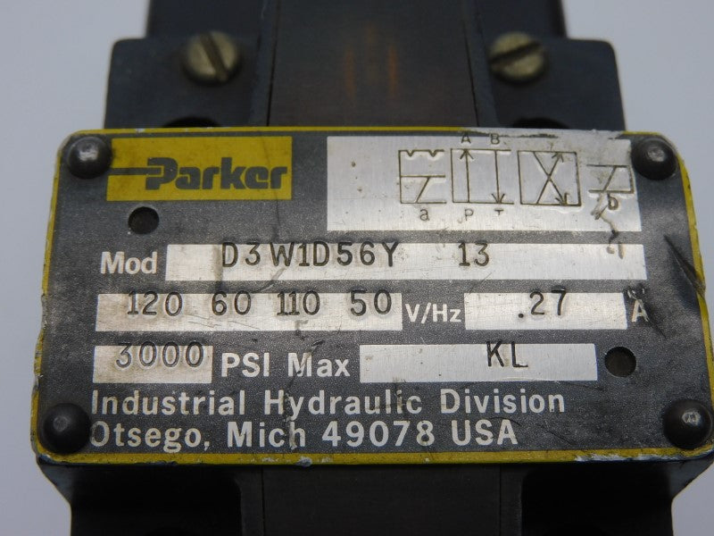 PARKER D3W1D56Y13 110/120V .27A 3000PSI UNMP