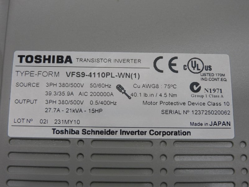 TOSHIBA VFS9-4110PL-WN(1) 500V 39.3A NUPI