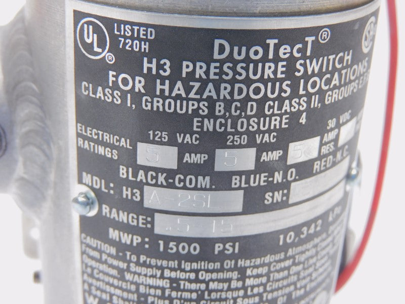 W.E. ANDERSON H3A-2SL 250VAC 5A .5-15PSI NSMP