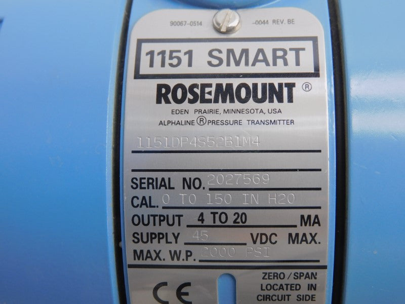 ROSEMOUNT 1151DP4S52B1M4 45VDC 2000PSI UNMP