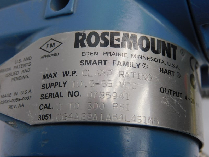 ROSEMOUNT 3051CG4A22A1AB4L4S1M5 10.5-55VDC 0-300PSI UNMP