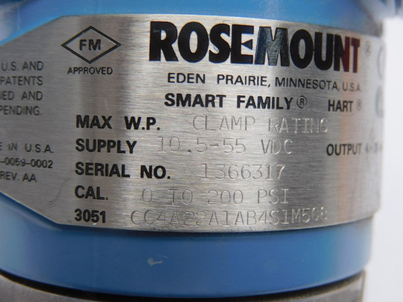 ROSEMOUNT 3051CG4A22A1AB4S1M5Q8 10.5-55VDC 0-200PSI NSNP