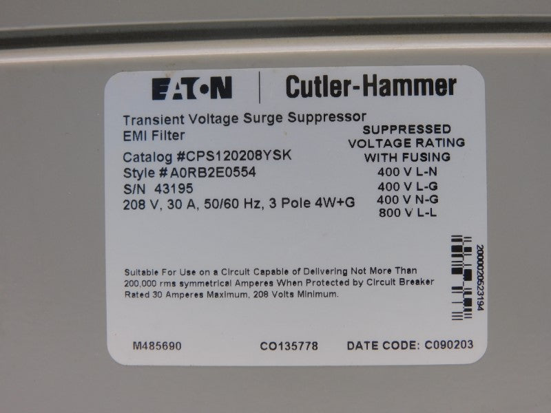 EATON CPS120208YSK 208V 30A NSNP