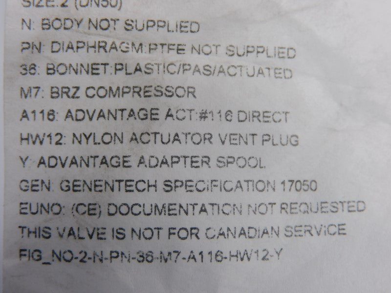 ITT 2-N-PN-36-M7-A116-HW12-Y 90PSI 2" NSNP