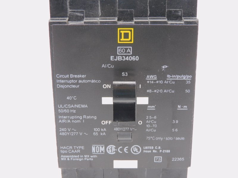 SQUARE D EJB34060 277V 60A (AS PICTURED) NSMP